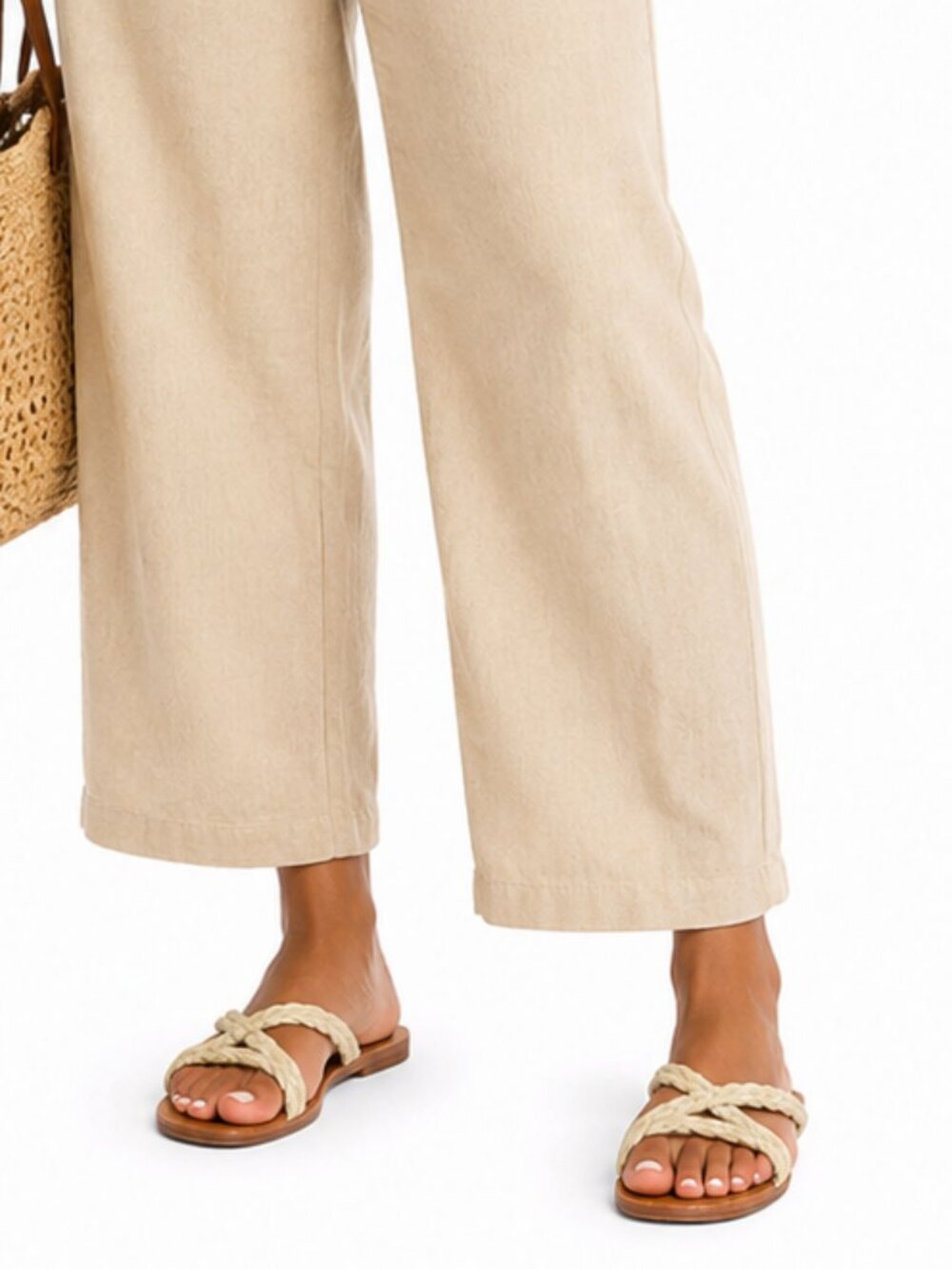 Universal Thread Braided Straw Slide Sandals Natural Tan Women's 7.5 Boho